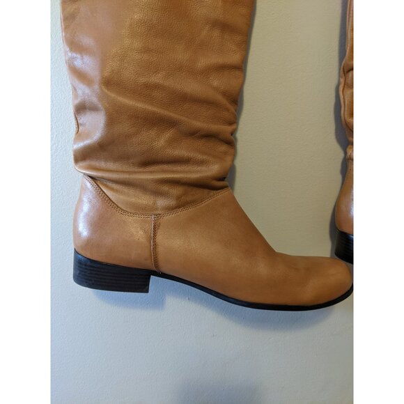 Liz & Co. Vintage Y2K Brown Leather Slouch Mid-Calf Boots Low Heel Western 9.5 - Picture 3 of 14